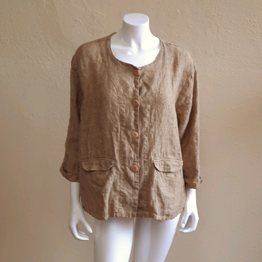 FLAX Linen Brown Jacket Size L
